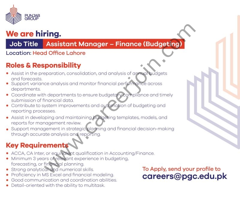Punjab Group Of Colleges Jobs Assistant Manager Finance(Budgeting) 1
