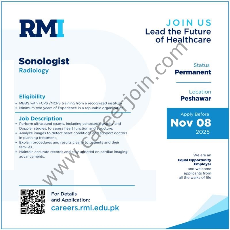 Rehman Medical Institute RMI Jobs Sonologist 1
