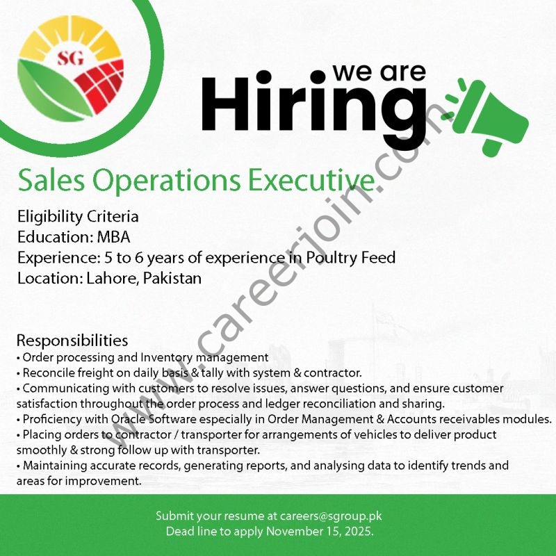 Sharif Group Jobs Sales Operation Executive 1
