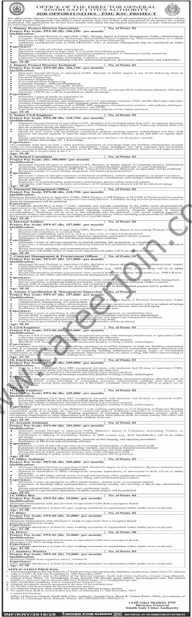 Sindh Safe Cities Authority Jobs 22 November 2025 Dawn 1