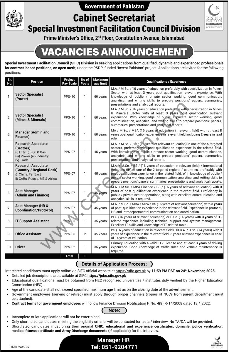Special Investment Facilitation Council SIFC Jobs 09 November 2025 Express Tribune 1