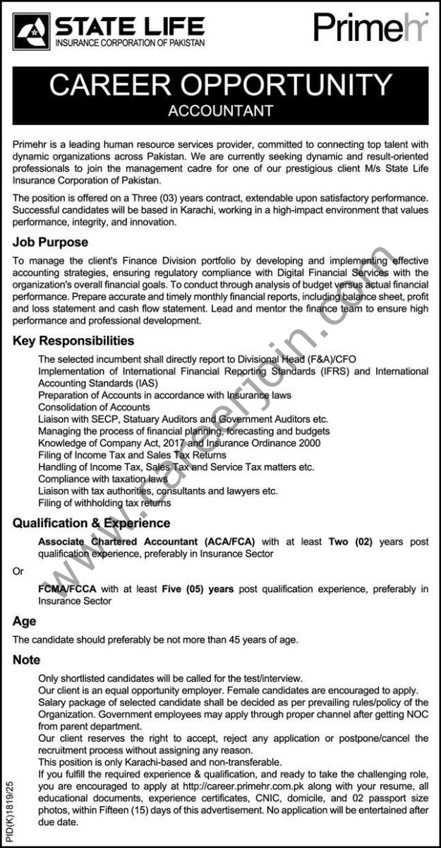 State Life Insurance Corp Jobs 23 November 2025 Express 1