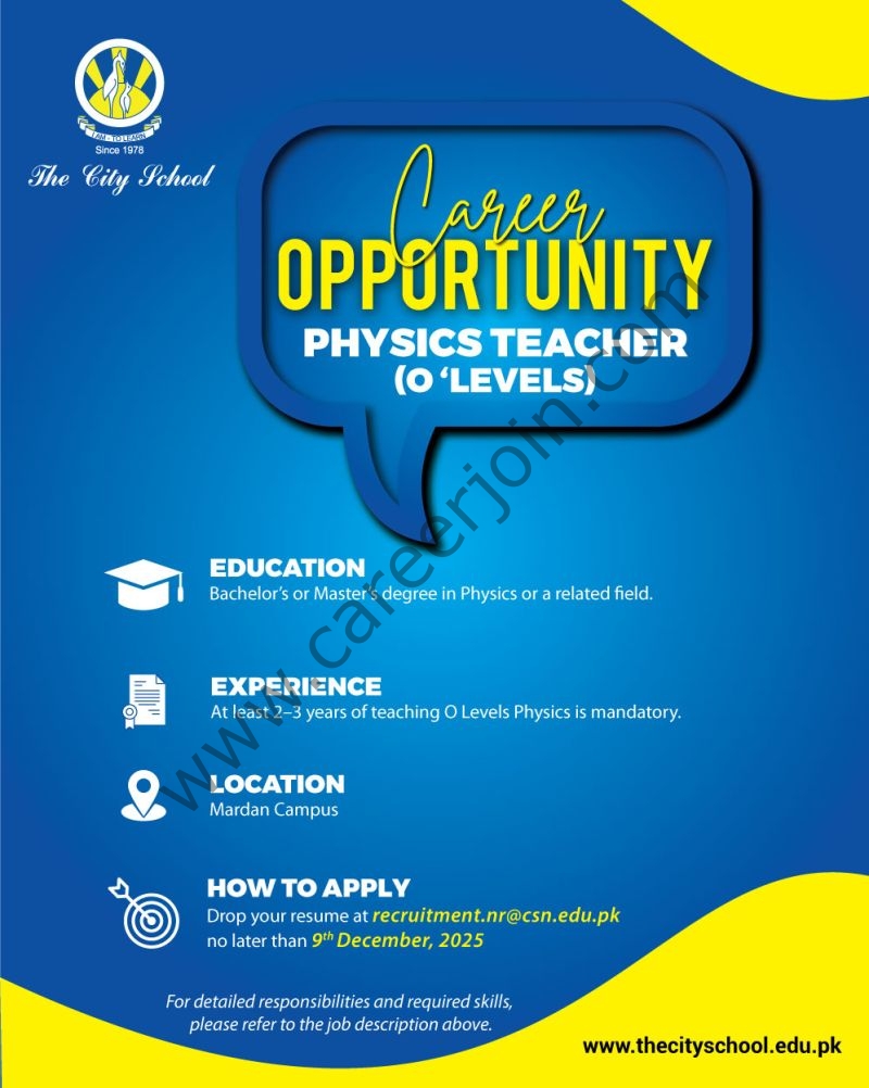 The City School Jobs Physics Teacher 1