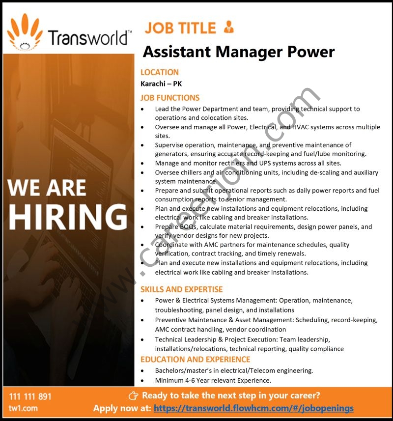 Transworld Associates Jobs Assistant Manager Power 1