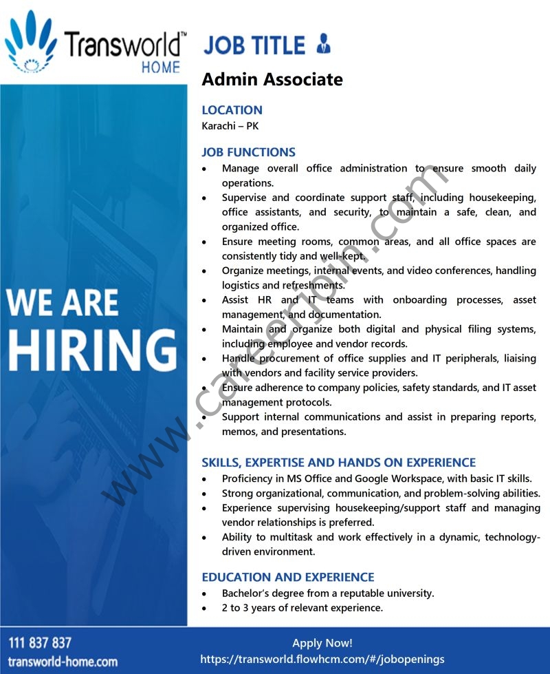 Transworld Home Jobs Admin Associate 1