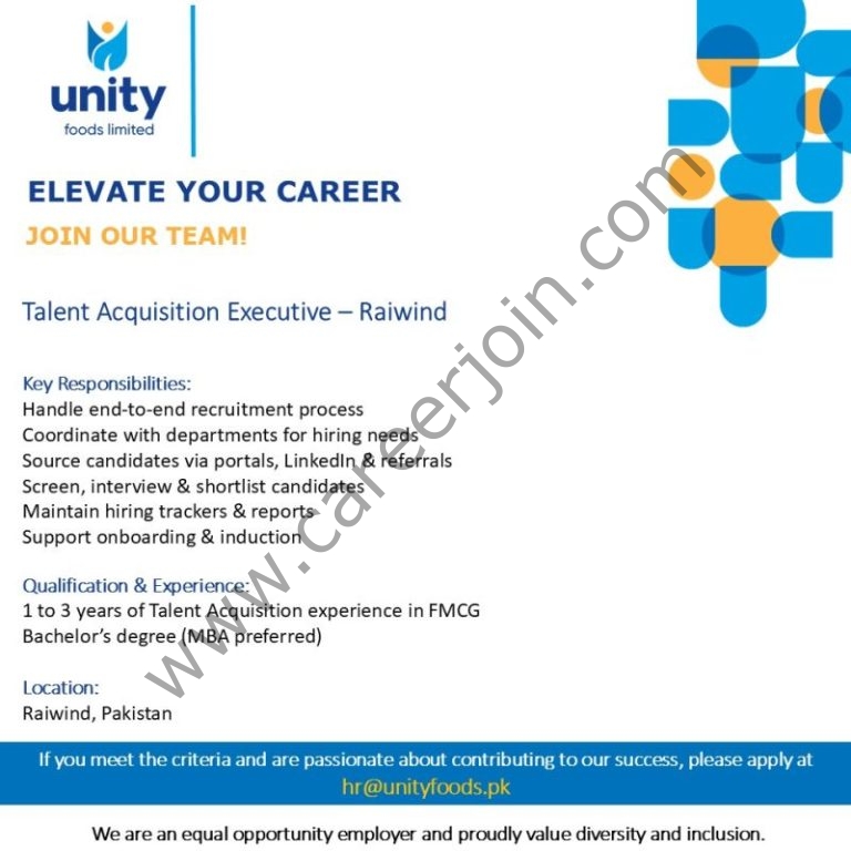 Unity Foods Limited Jobs Talent Acquisition Executive
