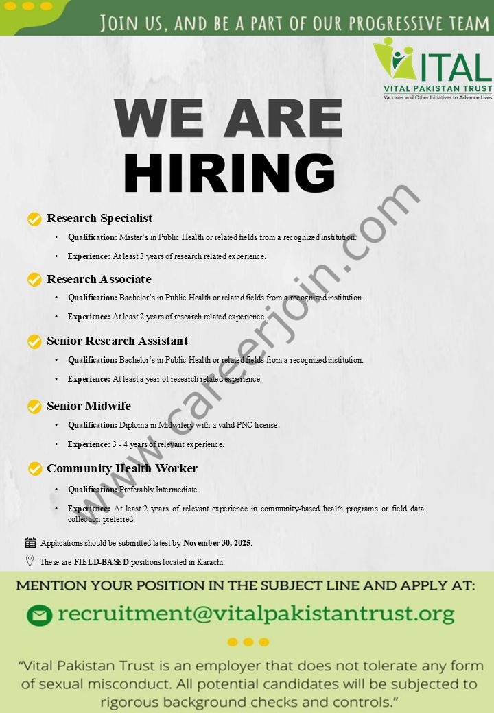 VITAL Pakistan Trust Jobs November 2025 1