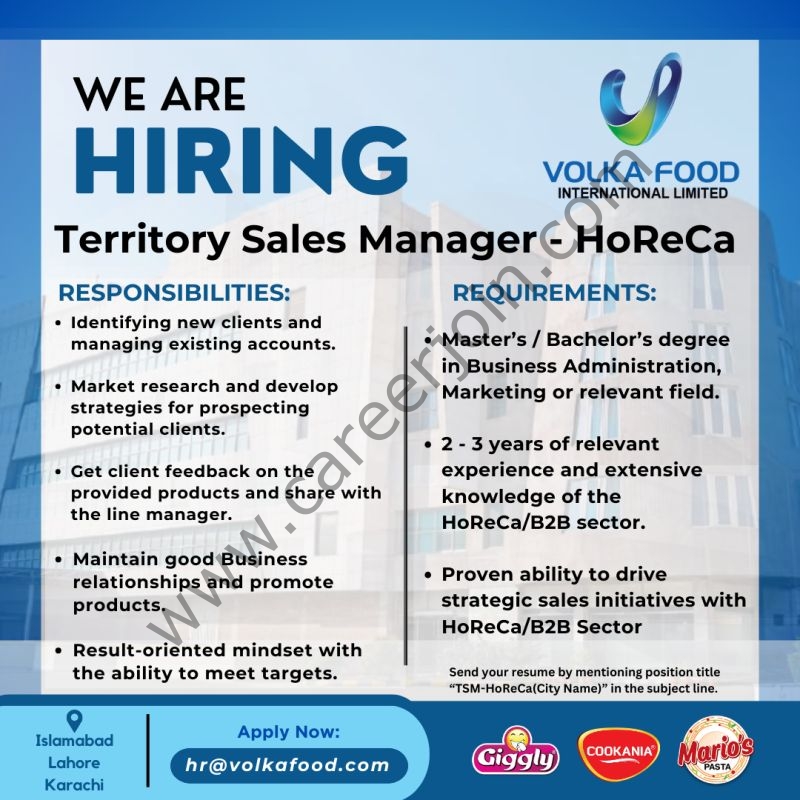 Volka Food International Limited Jobs Territory Sales Manager 1