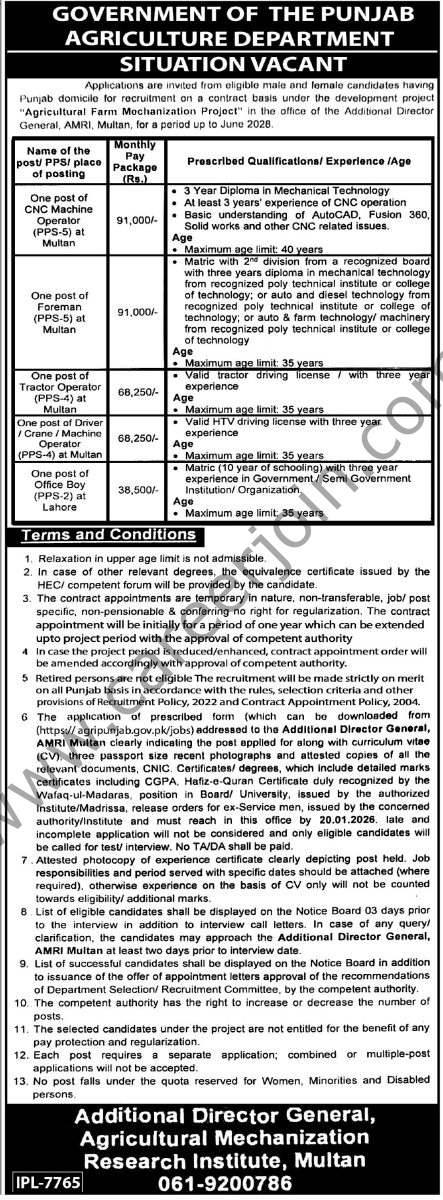 Agriculture Department Punjab Jobs 22 December 2025 Express Tribune 1