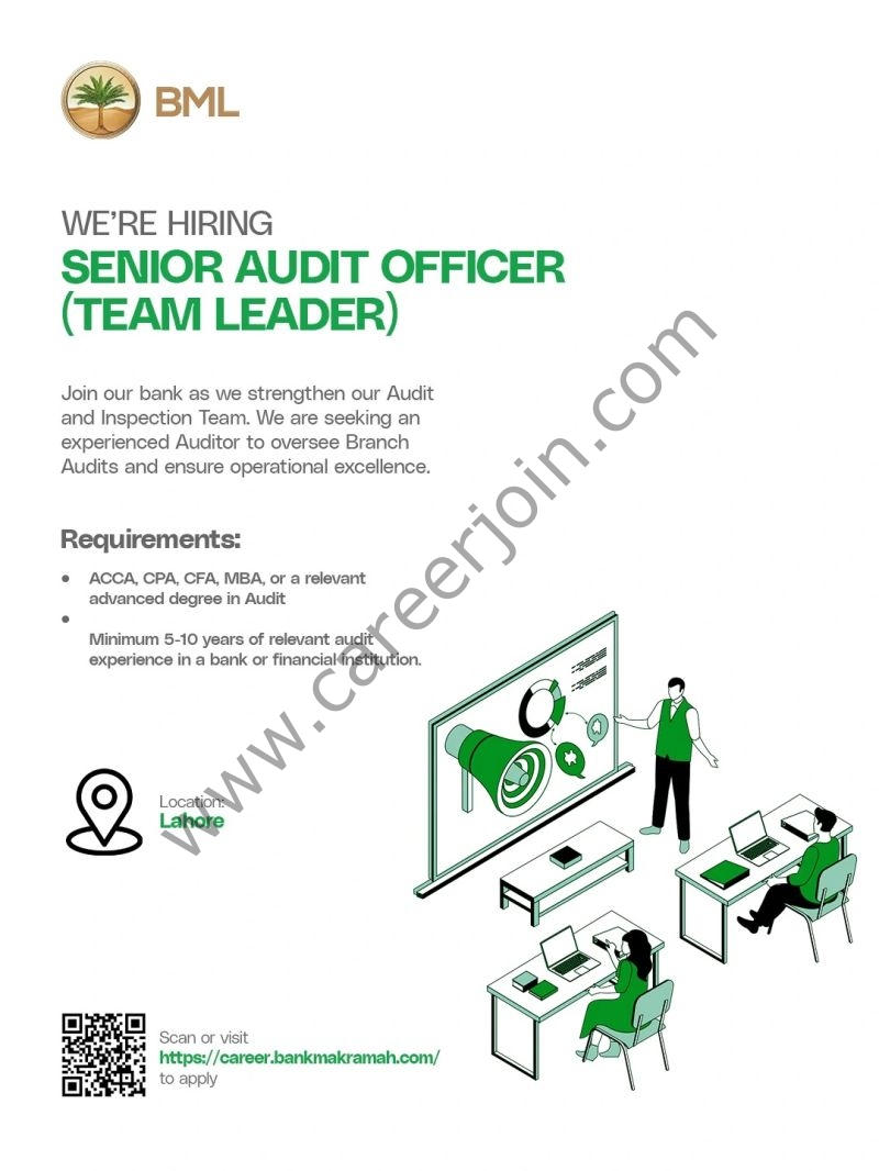 Bank Makramah Limited BML Jobs Senior Audit Officer 1