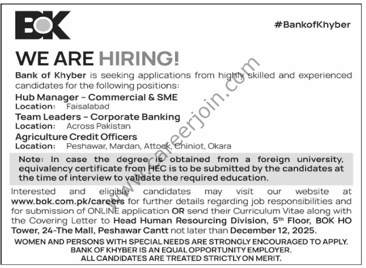 Bank of Khyber BOK Jobs 05 Decemeber 2025 Dawn1