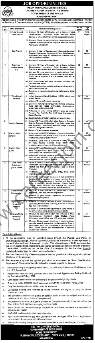 Counter Narrative Initiative Punjab Jobs 20 December 2025 Express Tribune 1