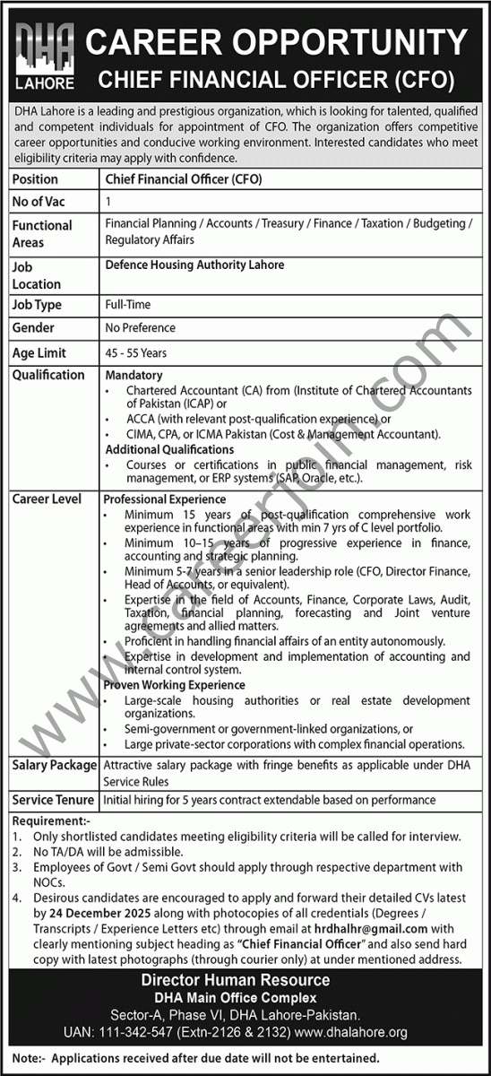 DHA Lahore Jobs 17 December 2025 Nawaiwaqt 1
