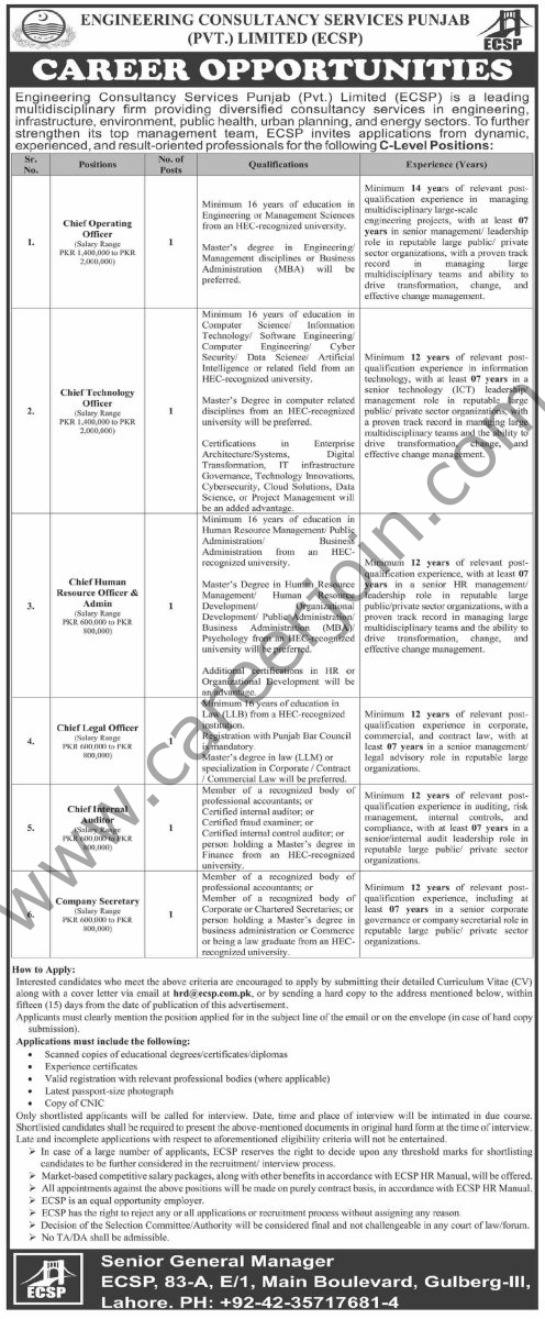 Engineering Consultancy Services Punjab Pvt Ltd ECSP Jobs 17 December 2025 Dawn 1