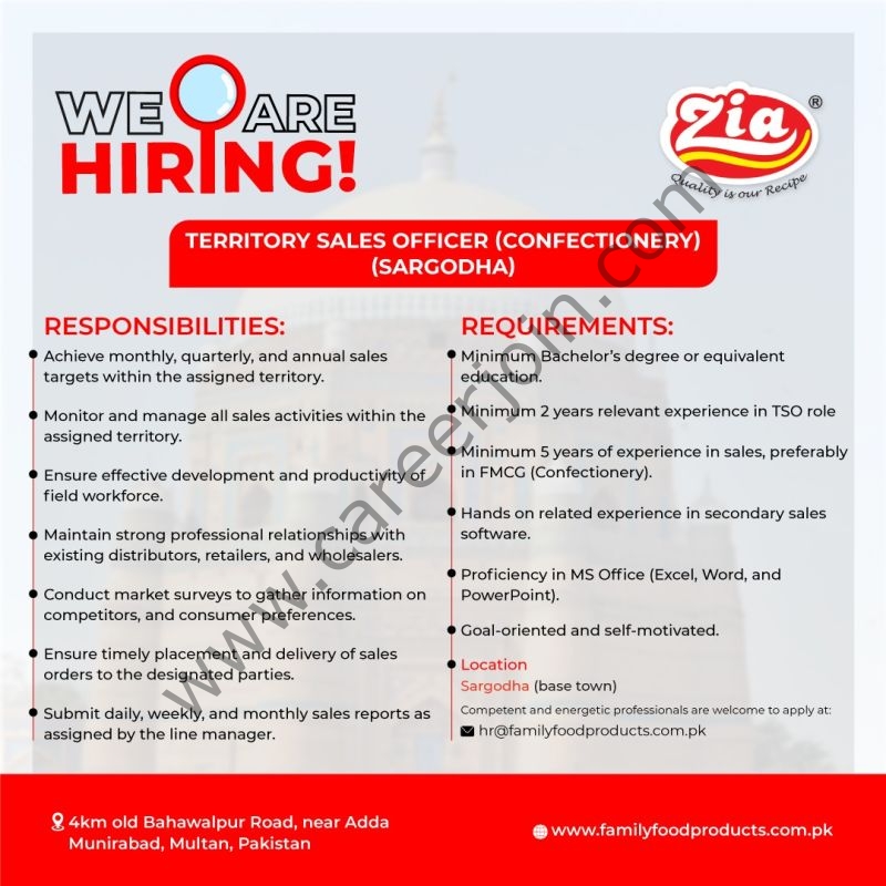 Family Food Products Jobs Territory Sales Officer (TSO) 1