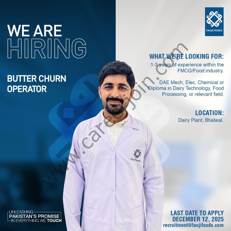 Fauji Foods Limited Jobs Butter Churn Operator 1