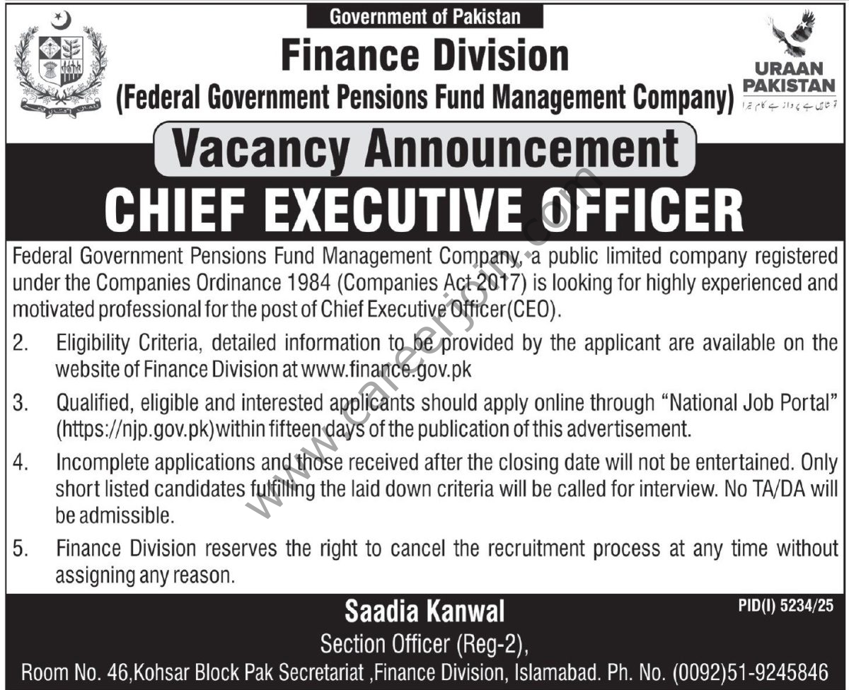 Federal Government Pensions Fund Management Co Jobs 28 December 2025 Express Tribune 1