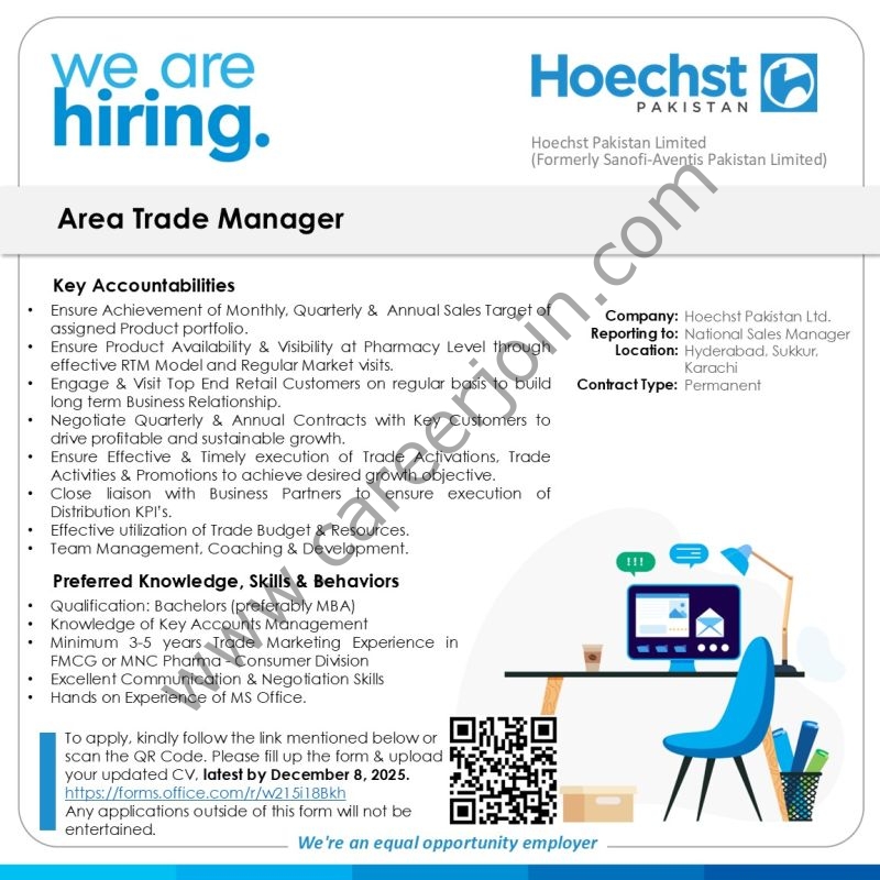 Hoechst Pakistan Limited Jobs Area Trade Manager 1