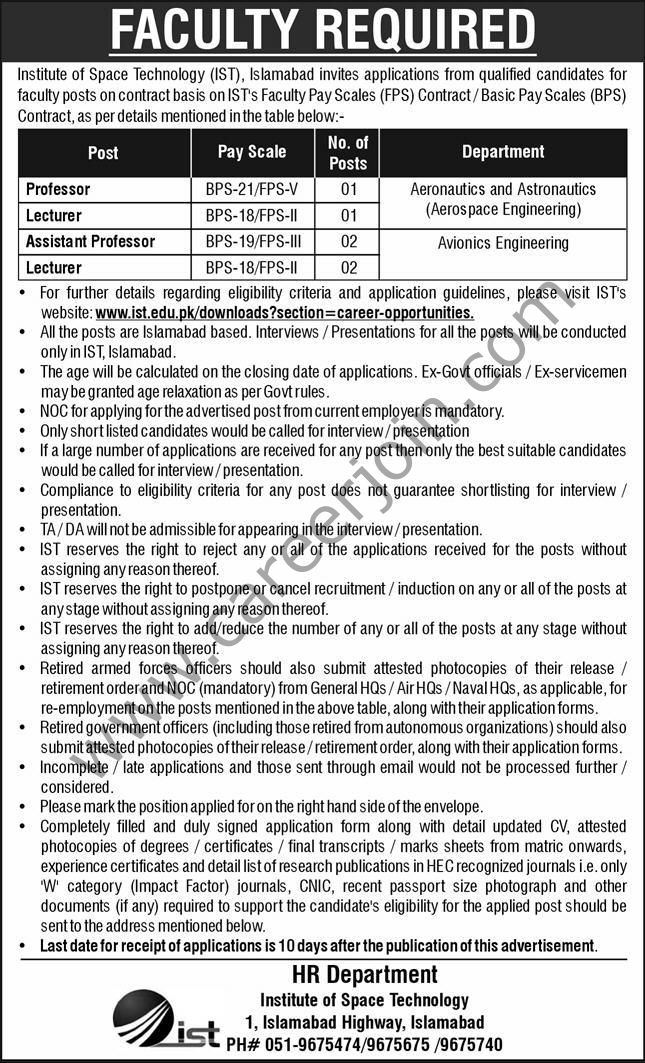 Institute of Space Technology IST Jobs 06 December 2025 Express Tribune 1