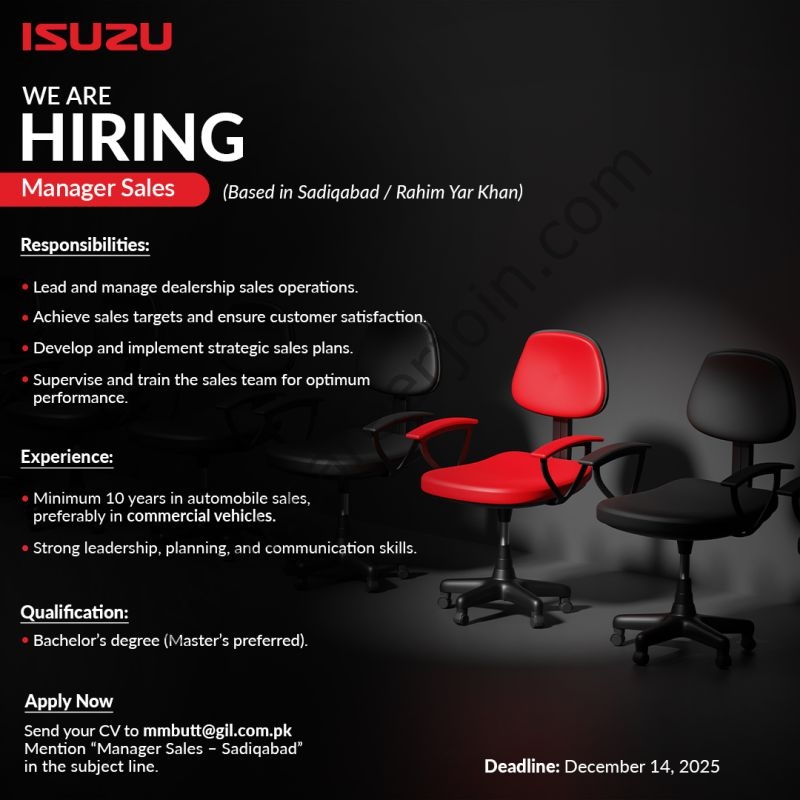 ISUZU Ghandhara Industries Limited Jobs Manager Sales 1