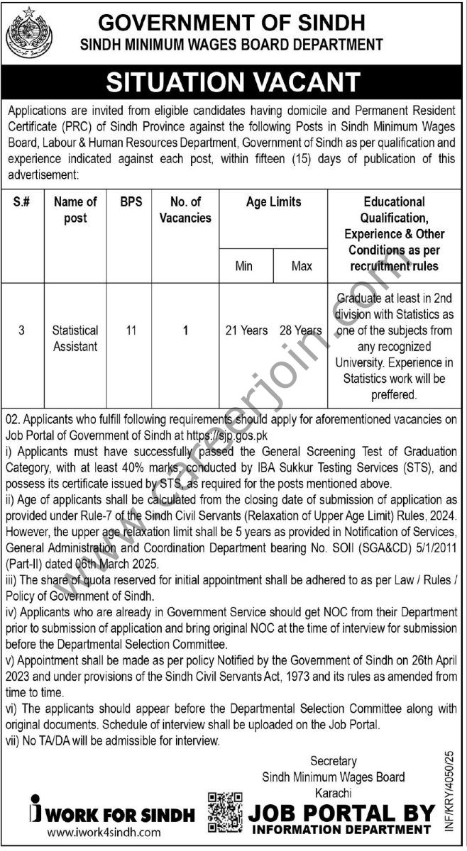 Labour Human Resources Employment and Training Department Sindh Jobs 03 December 2025 Express Tribune 1