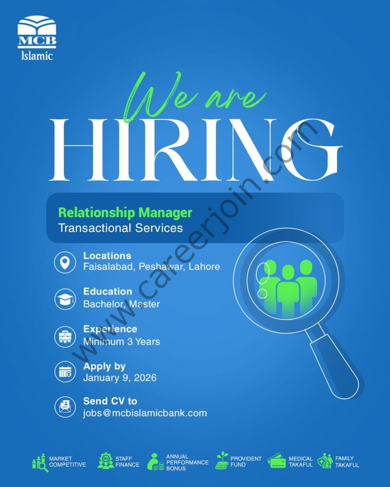 MCB Islamic Bank Jobs Relationship Manager Transactional Services 1