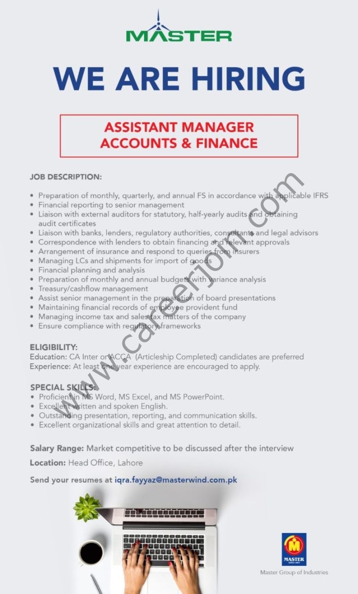 Master Wind Energy Jobs Assistant Manager Accounts & Finance 1
