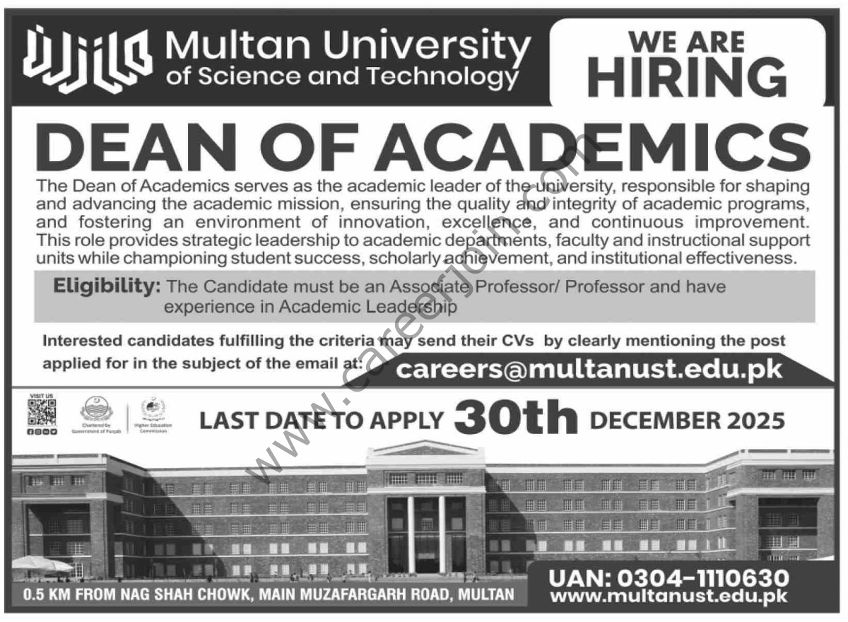 Multan University of Science & Technology Jobs 14 December 2025 Dawn 1