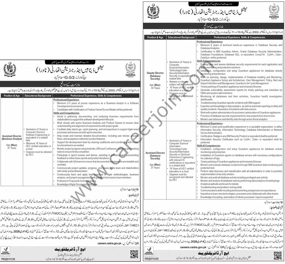 Nadra Jobs 21 December 2025 Jang 01 1