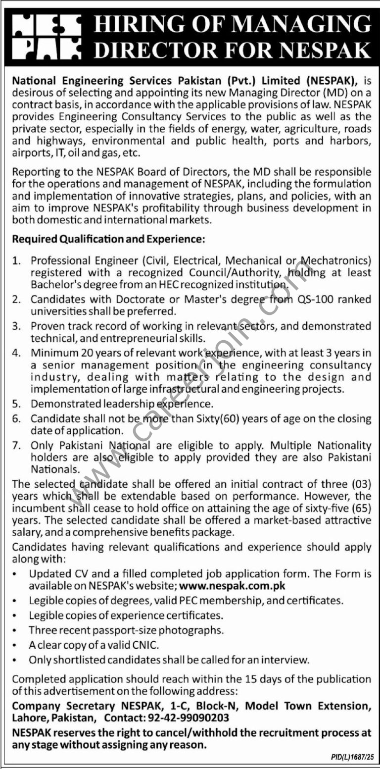 NESPAK Jobs Managing Director