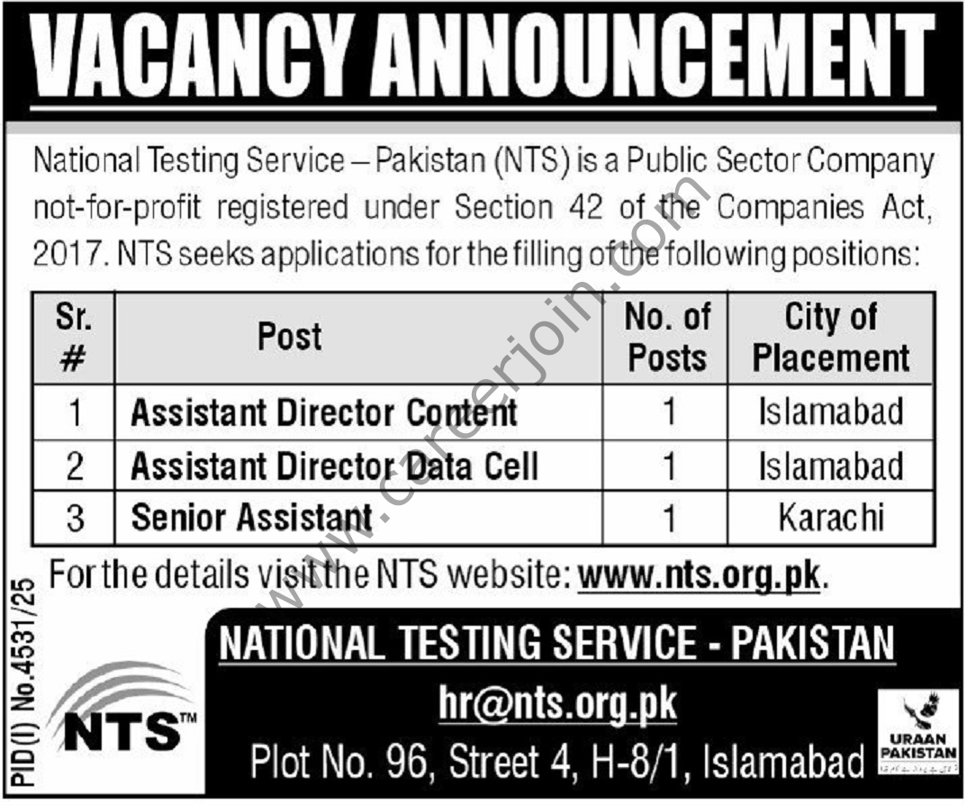 National Testing Service NTS Jobs 02 December 2025 Express Tribune 1