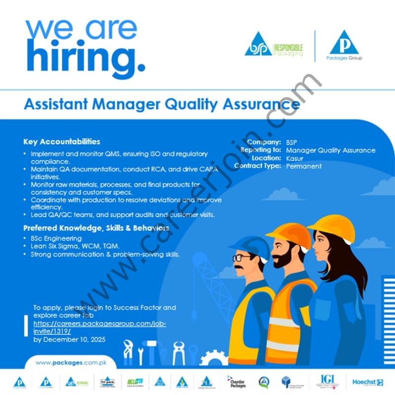 Bulleh Shah Packaging Pvt Ltd Jobs Assistant Manager Quality Assurance 1