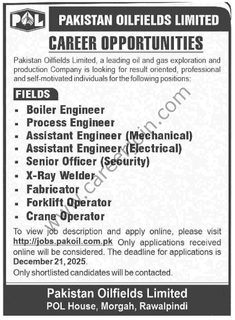 Pakistan Oilfields Ltd POL Jobs 14 December 2025 Dawn 1