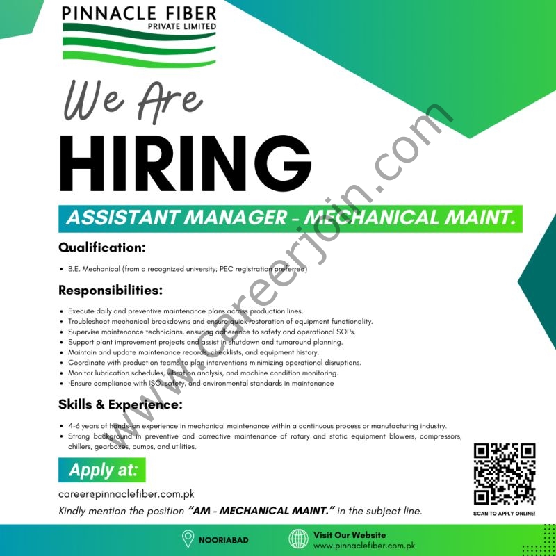 Pinnacle Fiber Pvt Ltd Jobs AM Mechanical Maintenance 1