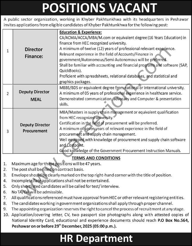 Public Sector Organization KPK Jobs 13 December 2025 Express 1