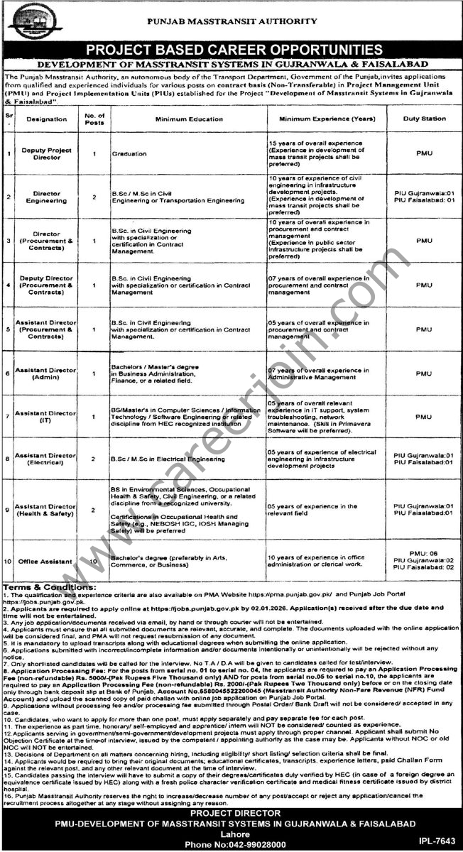 Punjab Masstransit Authority Jobs 18 December 2025 Express Tribune 1