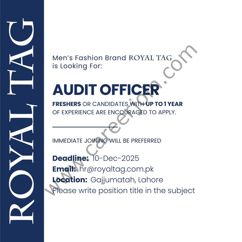 Royal Tag Jobs Audit Officer 1