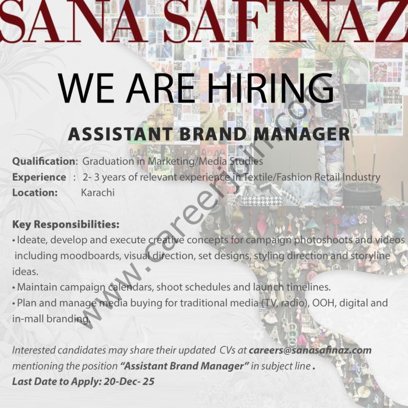 Sana Safinaz Jobs December 2025 1
