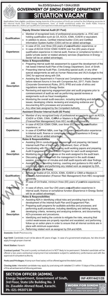 Sindh Energy Department Jobs 21 December 2025 Express Tribune 1