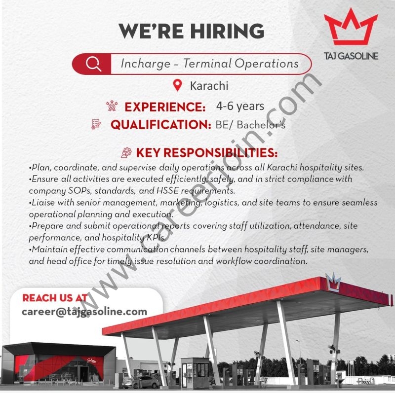 Taj Gasoline Pvt Ltd Jobs Incharge Terminal Operations 1