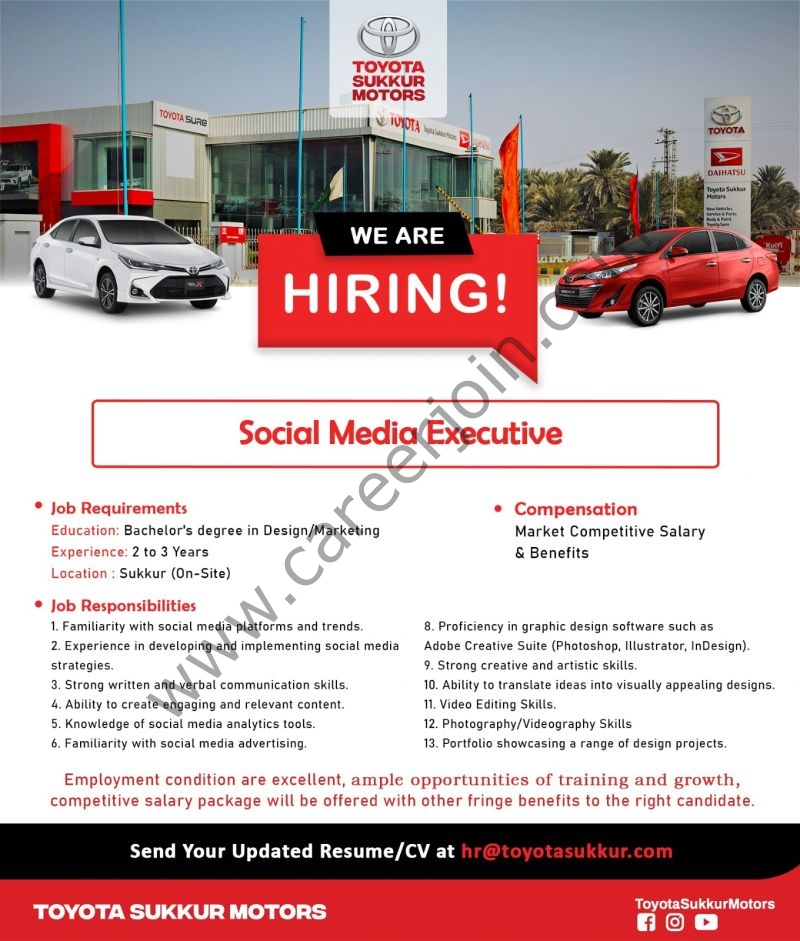 Toyota Sukkur Motors Jobs Social Media Executive 1