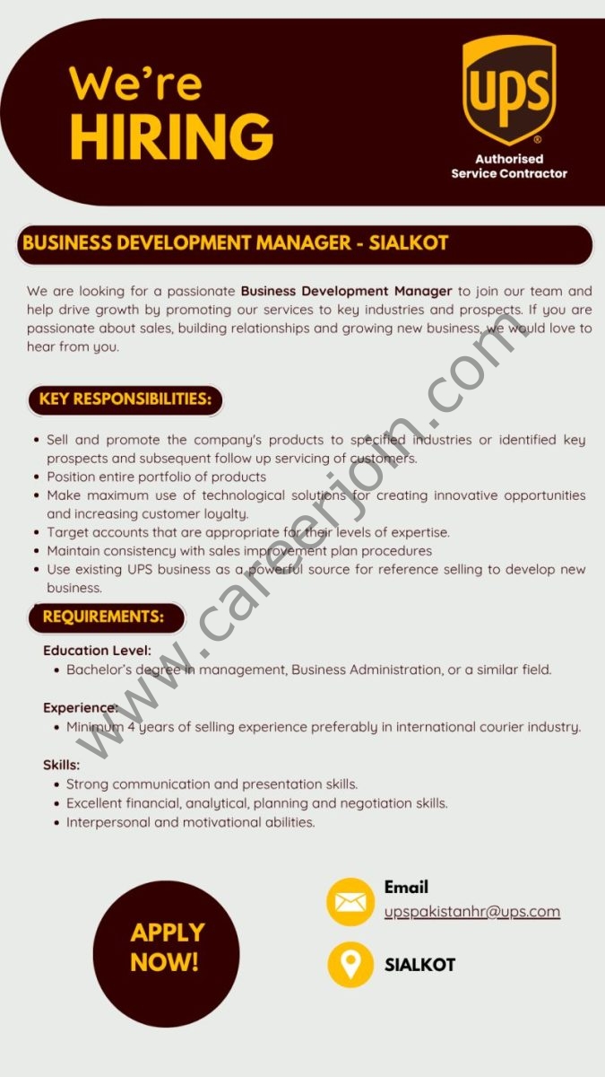 UPS Pakistan Jobs Business Development Manager 1