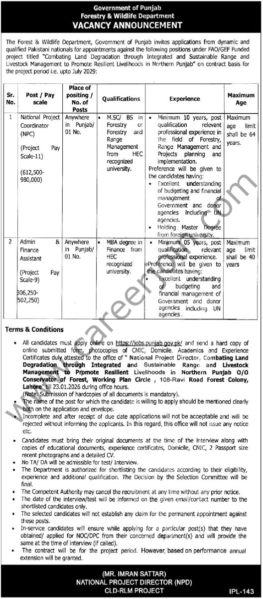Forest & Wildlife Department Punjab Jobs 07 January 2026 Express Tribune 1