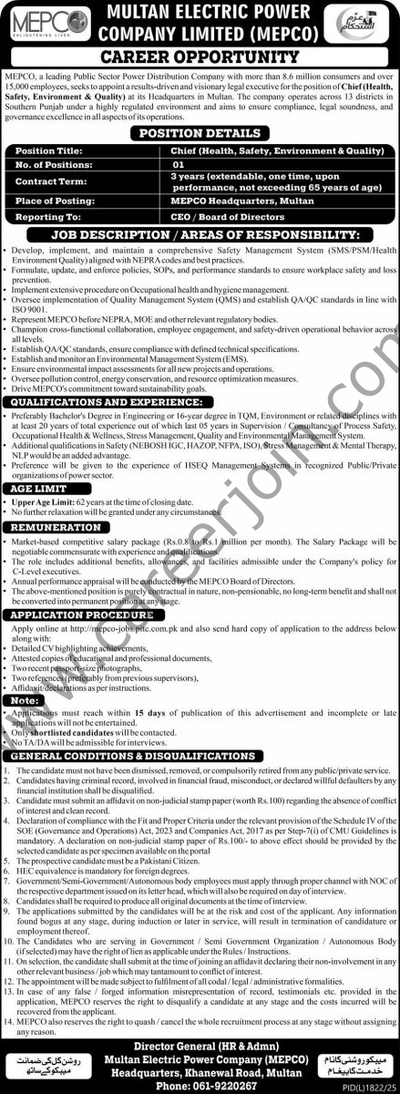Multan Electric Power Co Ltd MEPCO Jobs 04 January 2026 Express 1