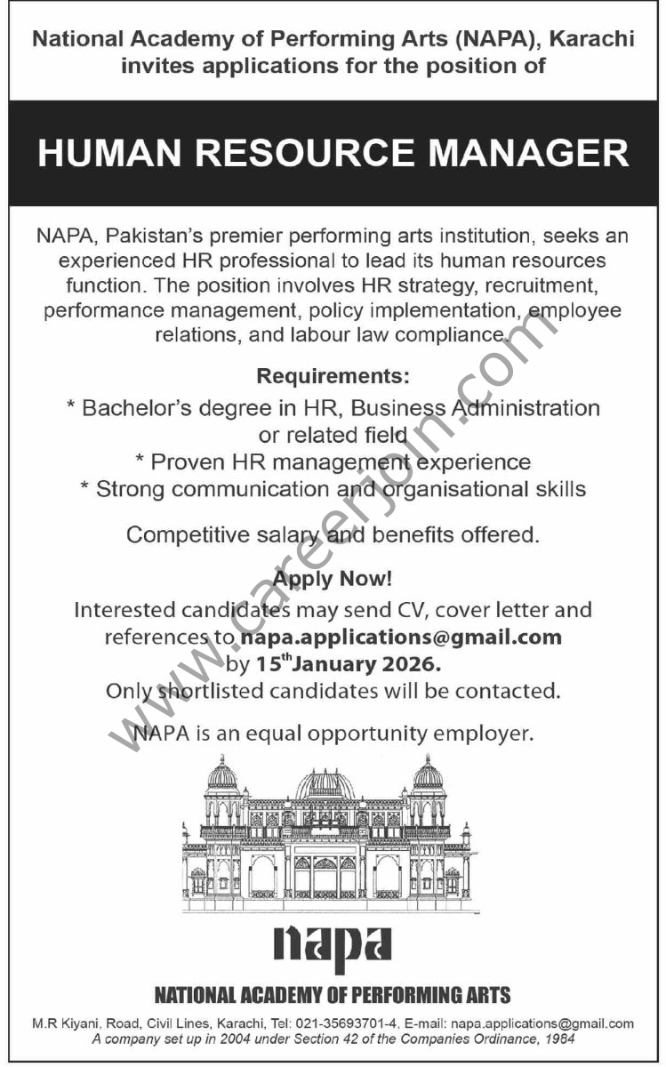 National Academy of Performing Arts NAPA Jobs 04 January 2026 Dawn 1