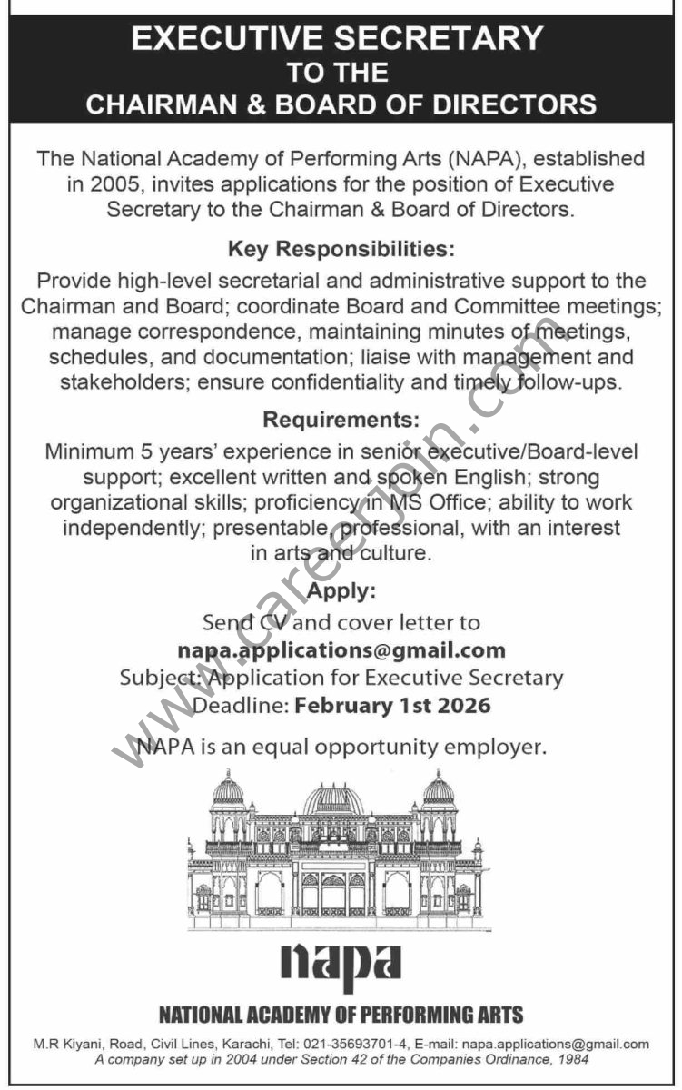 National Academy of Performing Arts NAPA Jobs 11 January 2026 Dawn 1