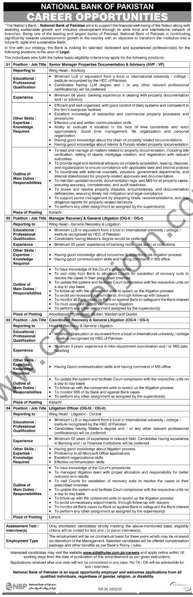 National Bank of Pakistan NBP Jobs 18 January 2026 Express Tribune 1