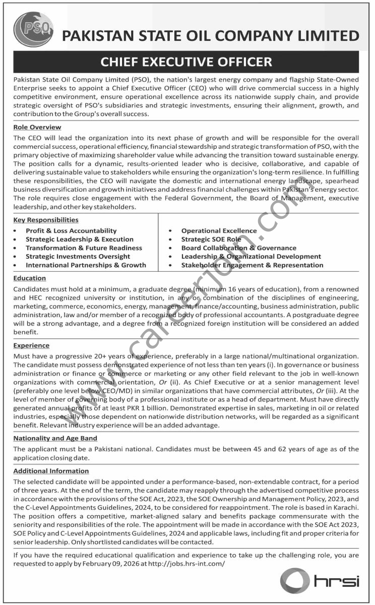 Pakistan State Oil Co Ltd PSO Jobs 25 January 2026 Dawn 12