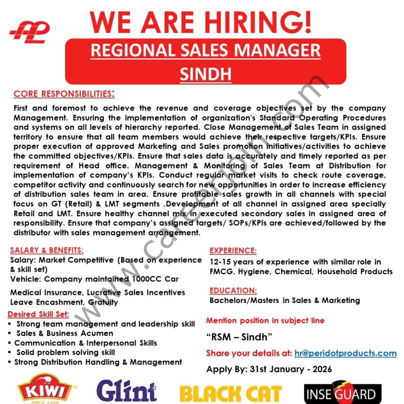 Peridot Products Pvt Ltd Jobs Regional Sales Manager 1
