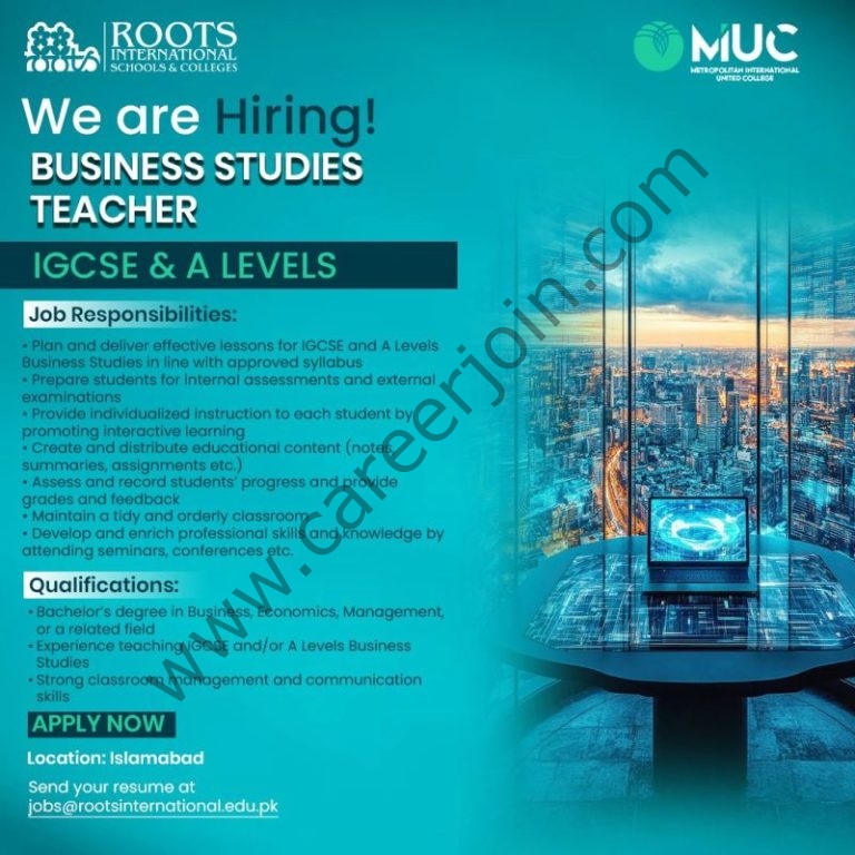 ROOTS International Schools & Colleges Jobs Business Studies Teacher